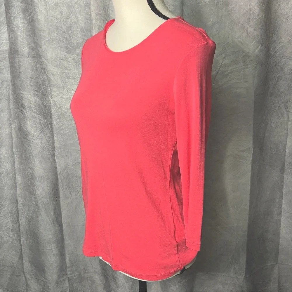Charter Club Coral Pink 3/4 Sleeve Scoop Neck T-shirt - PM - Picture 3 of 9